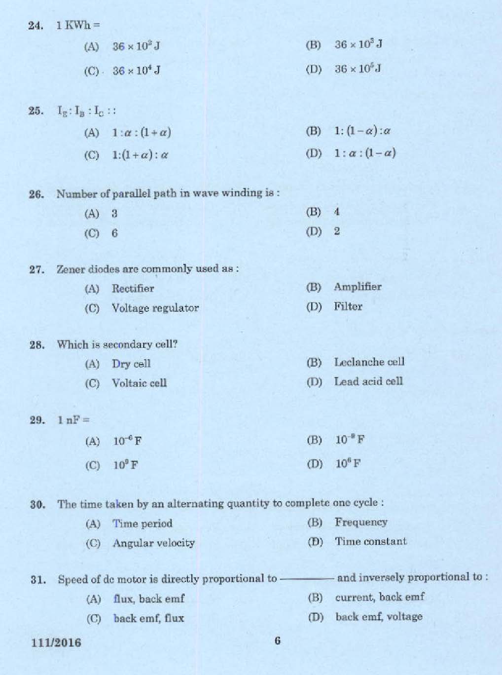 KPSC Draftsman Grade II Exam 2016 Code 1112016 4