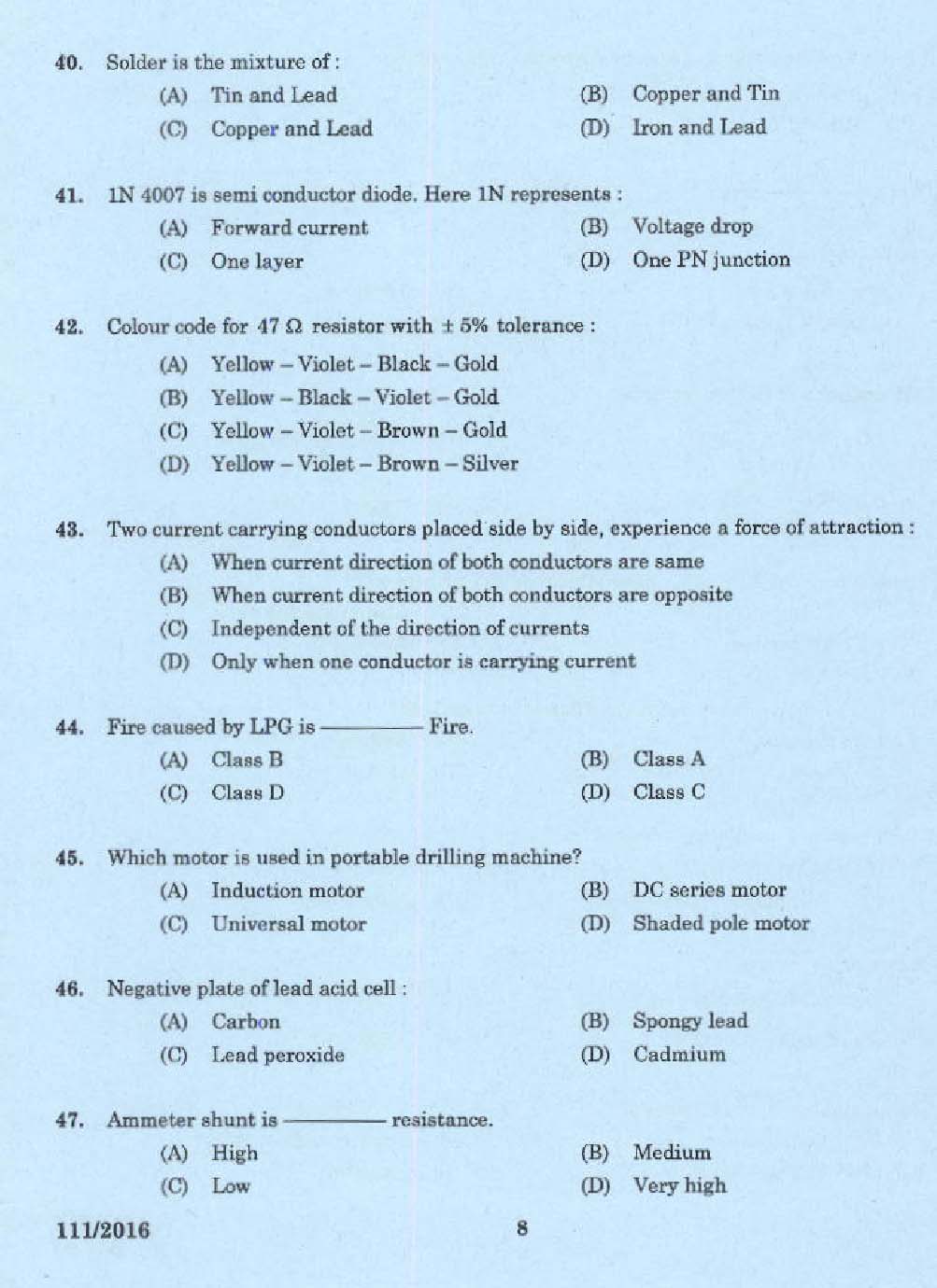 KPSC Draftsman Grade II Exam 2016 Code 1112016 6