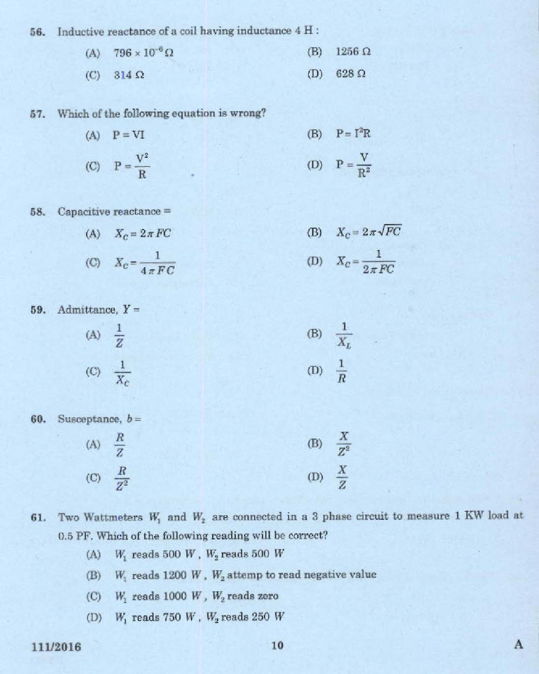 KPSC Draftsman Grade II Exam 2016 Code 1112016 8