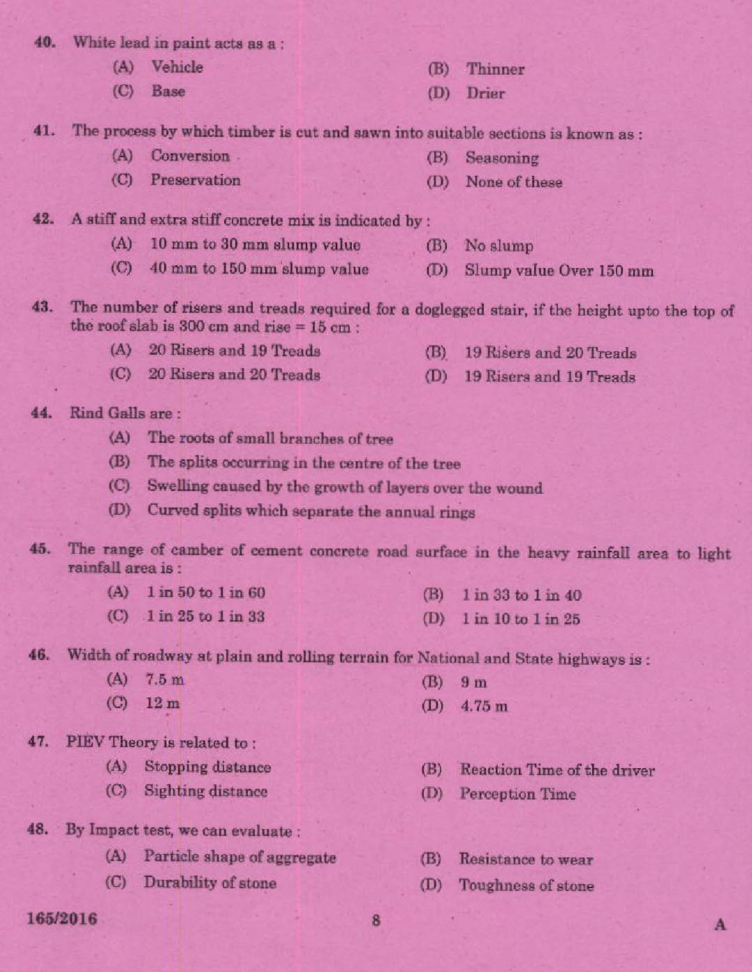 KPSC Draftsman Grade II Exam 2016 Code 1652016 6