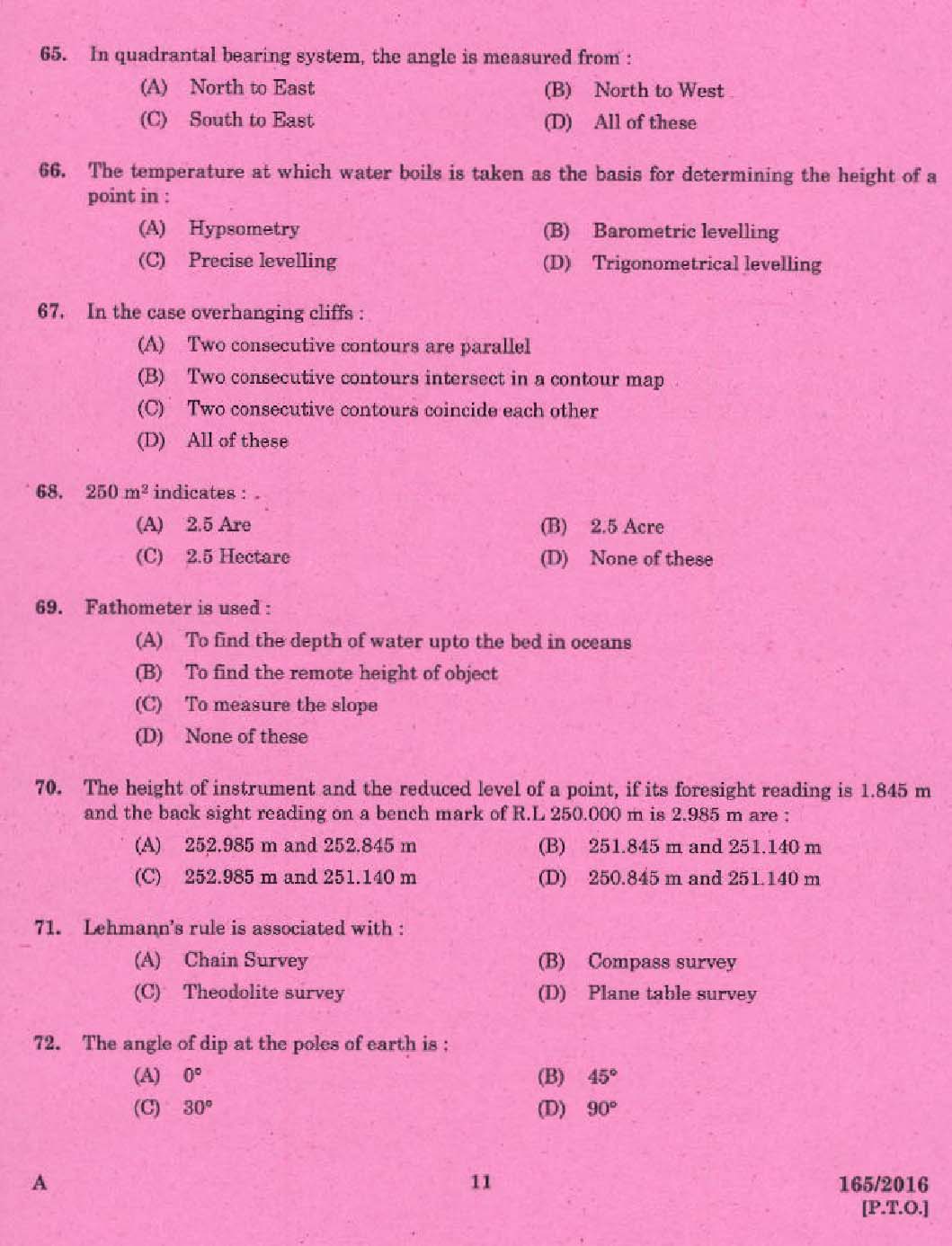 KPSC Draftsman Grade II Exam 2016 Code 1652016 9