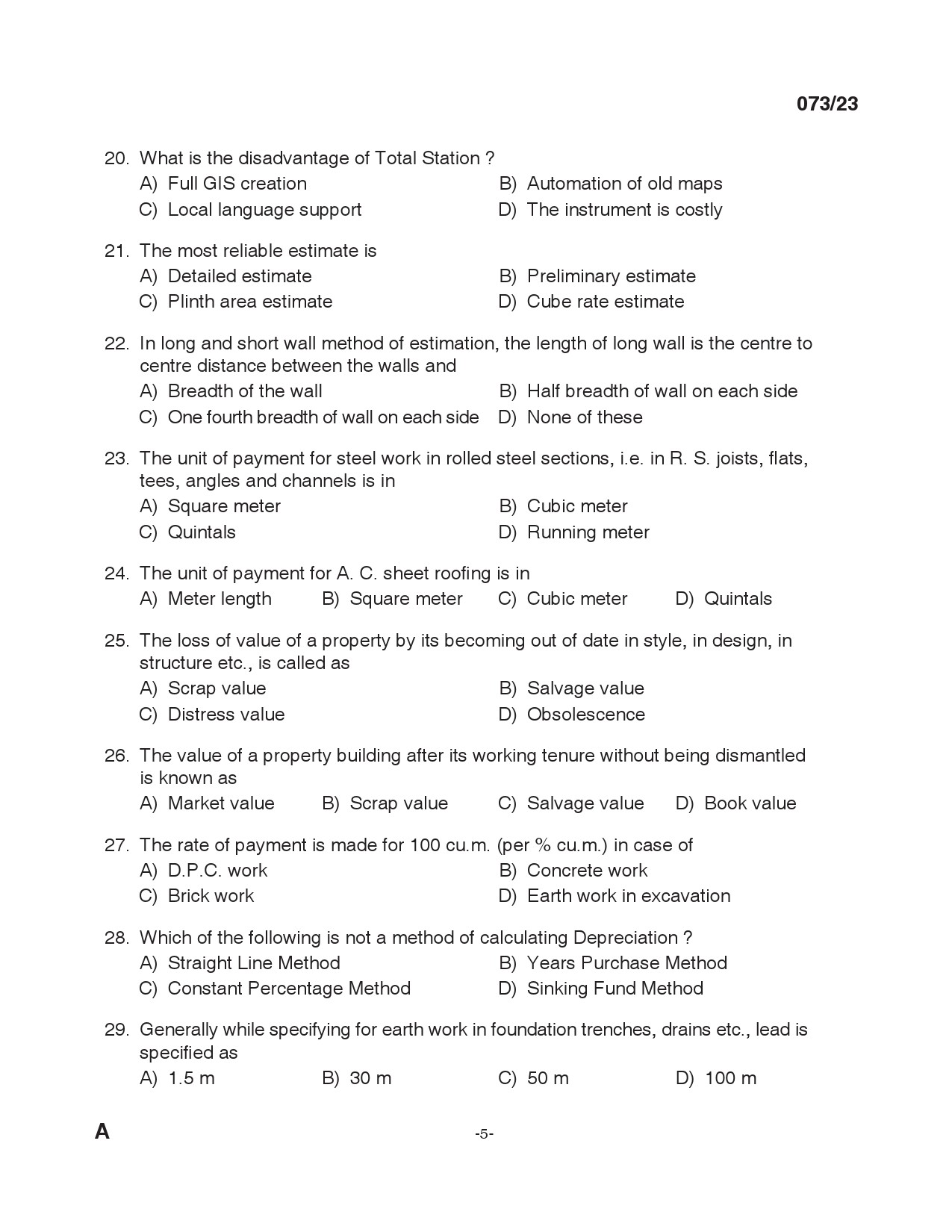 KPSC Draftsman Grade II Exam 2023 Code 0732023 4