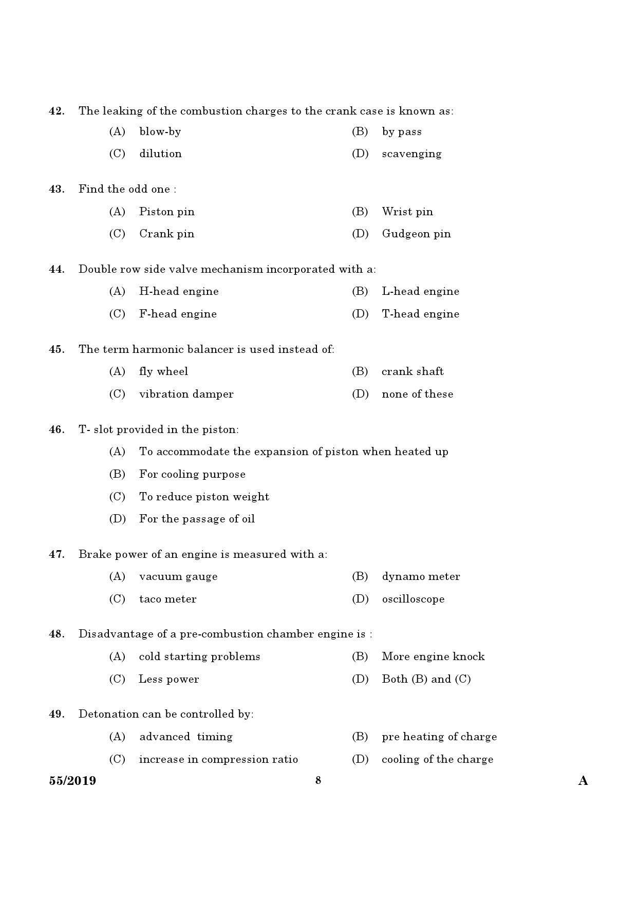 KPSC Draftsman Grade II Mechanical Exam 2019 Code 552019 6