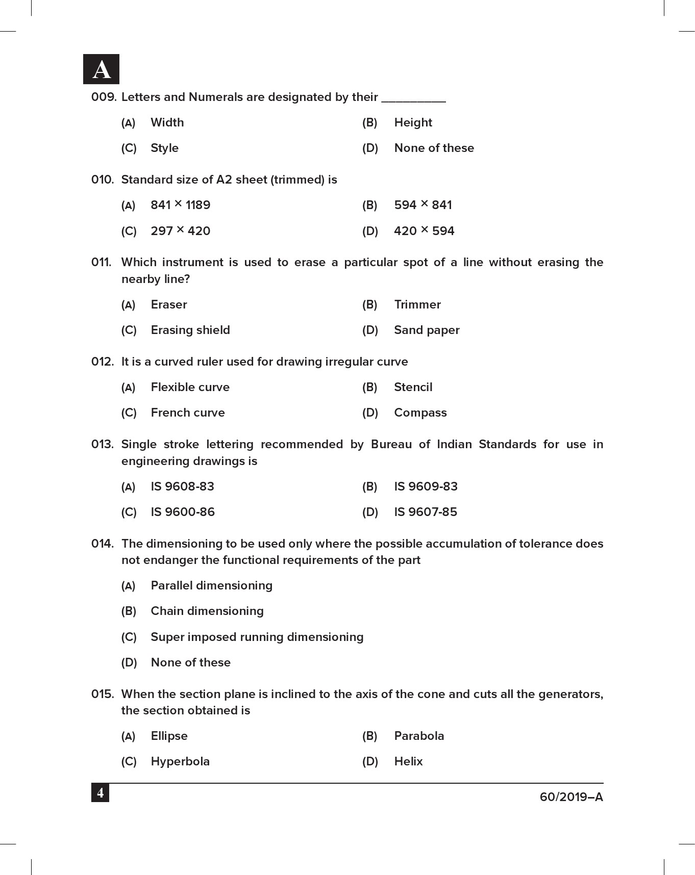 KPSC Draftsman Grade III Civil Exam 2019 Code 0602019 3