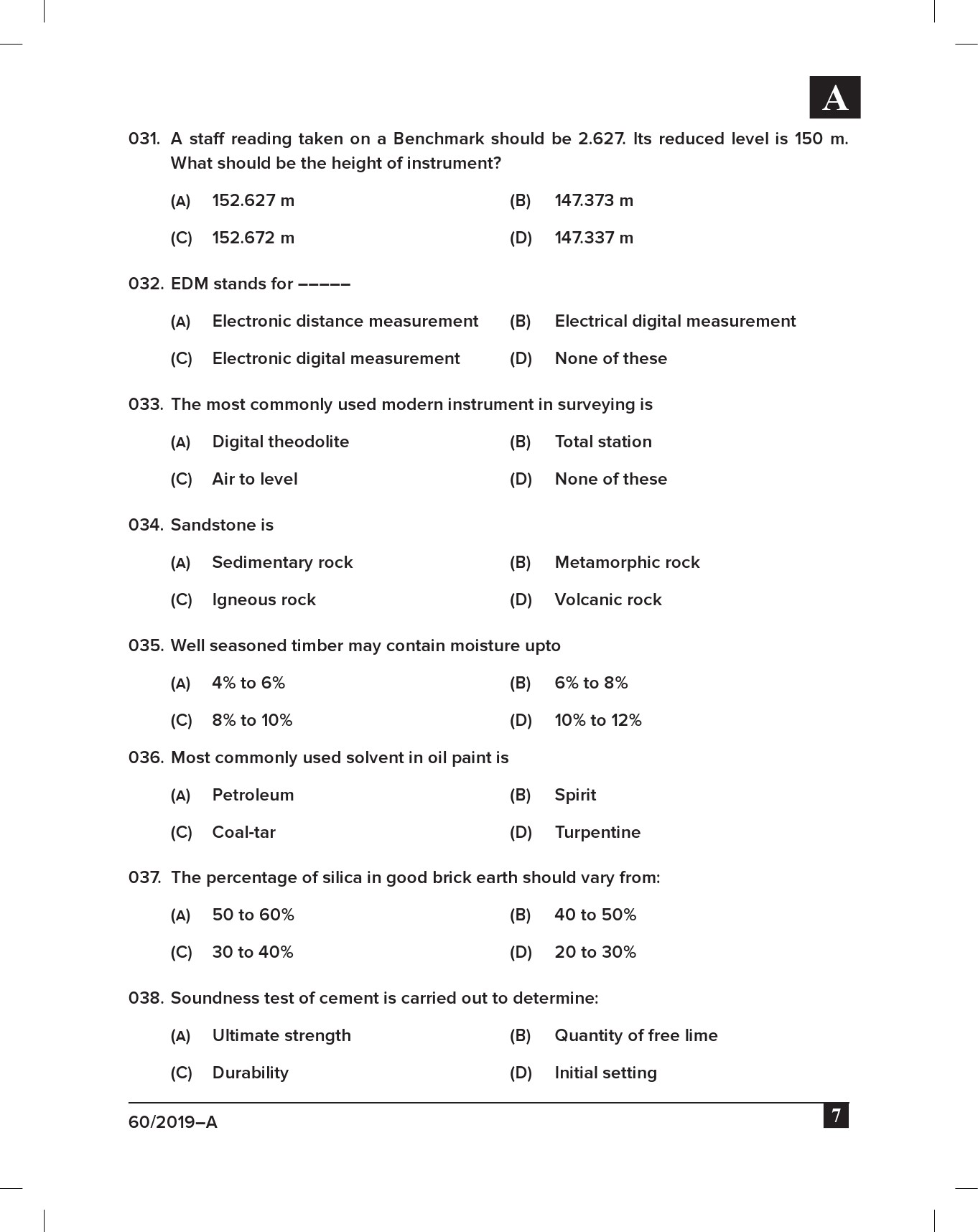 KPSC Draftsman Grade III Civil Exam 2019 Code 0602019 6