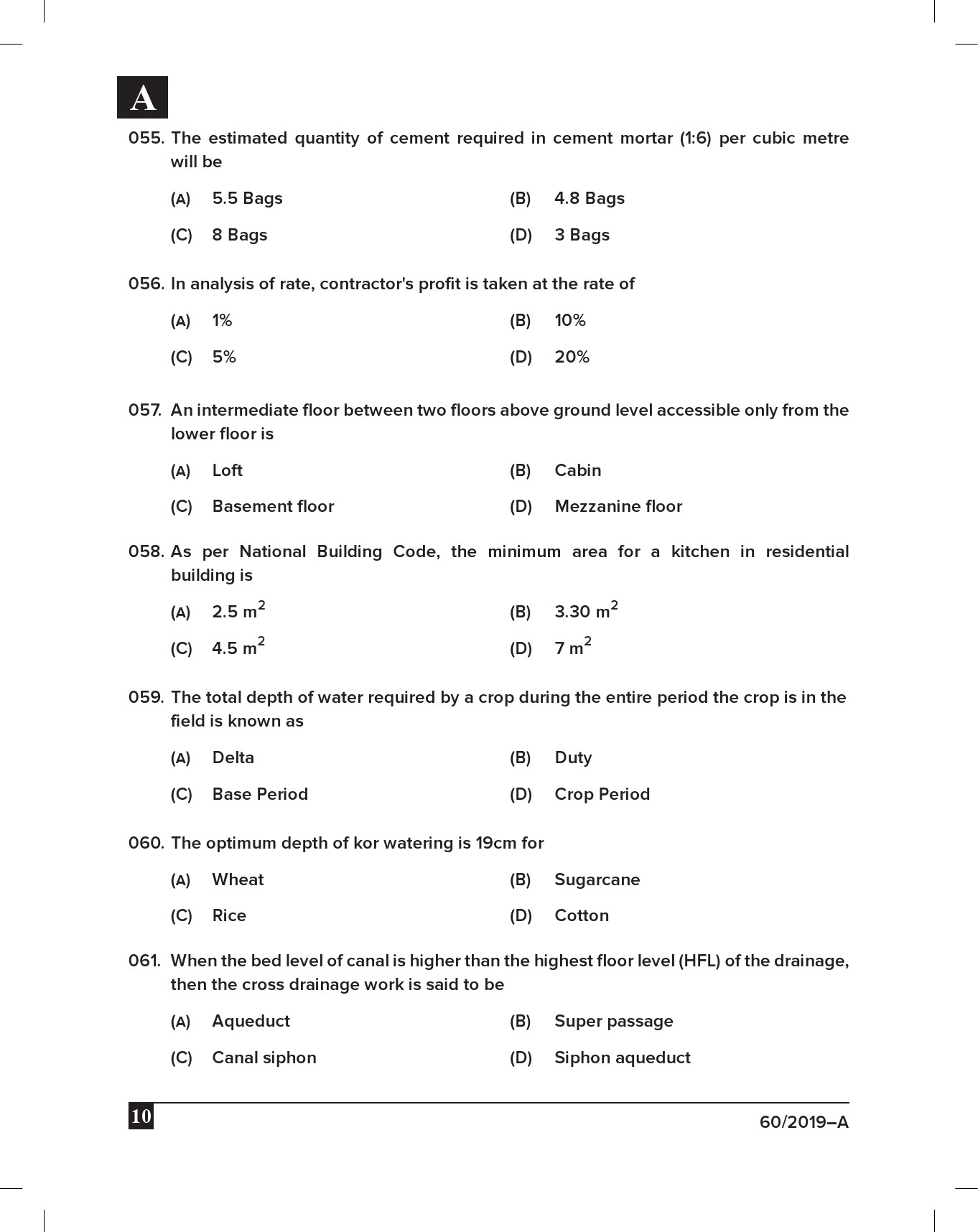 KPSC Draftsman Grade III Civil Exam 2019 Code 0602019 9