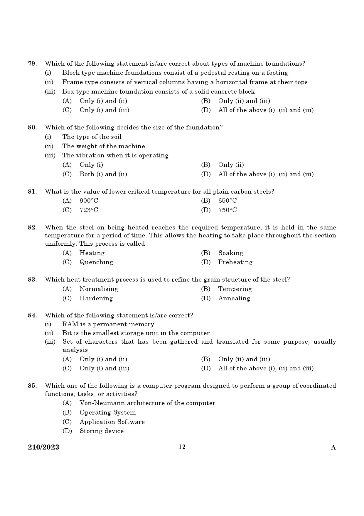 KPSC Draftsman Grade III Exam 2023 Code 2102023 10