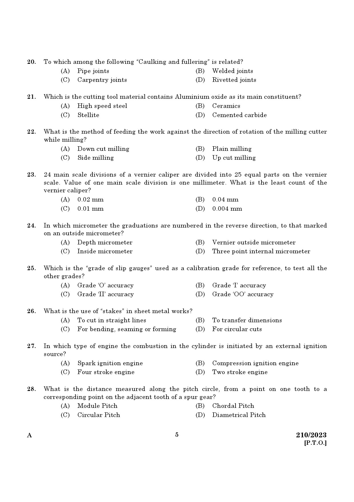 KPSC Draftsman Grade III Exam 2023 Code 2102023 3