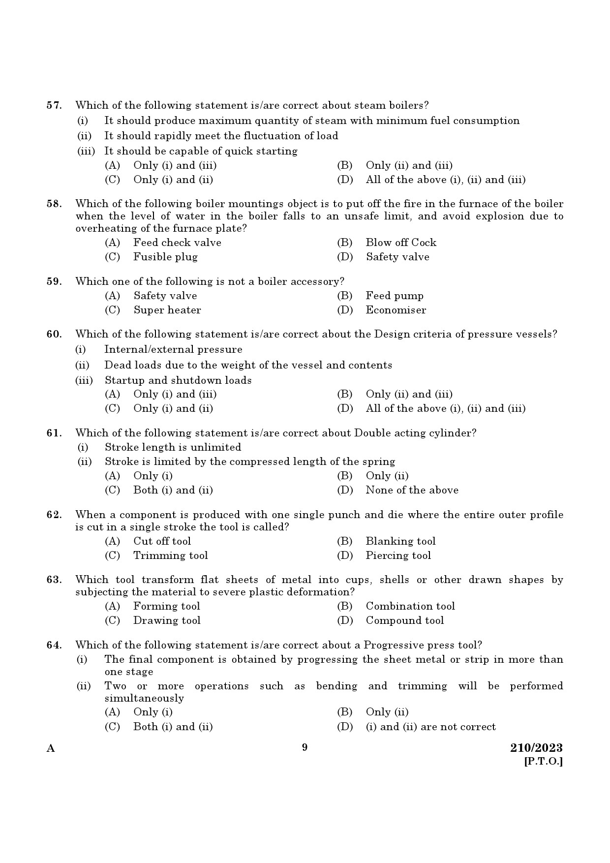 KPSC Draftsman Grade III Exam 2023 Code 2102023 7