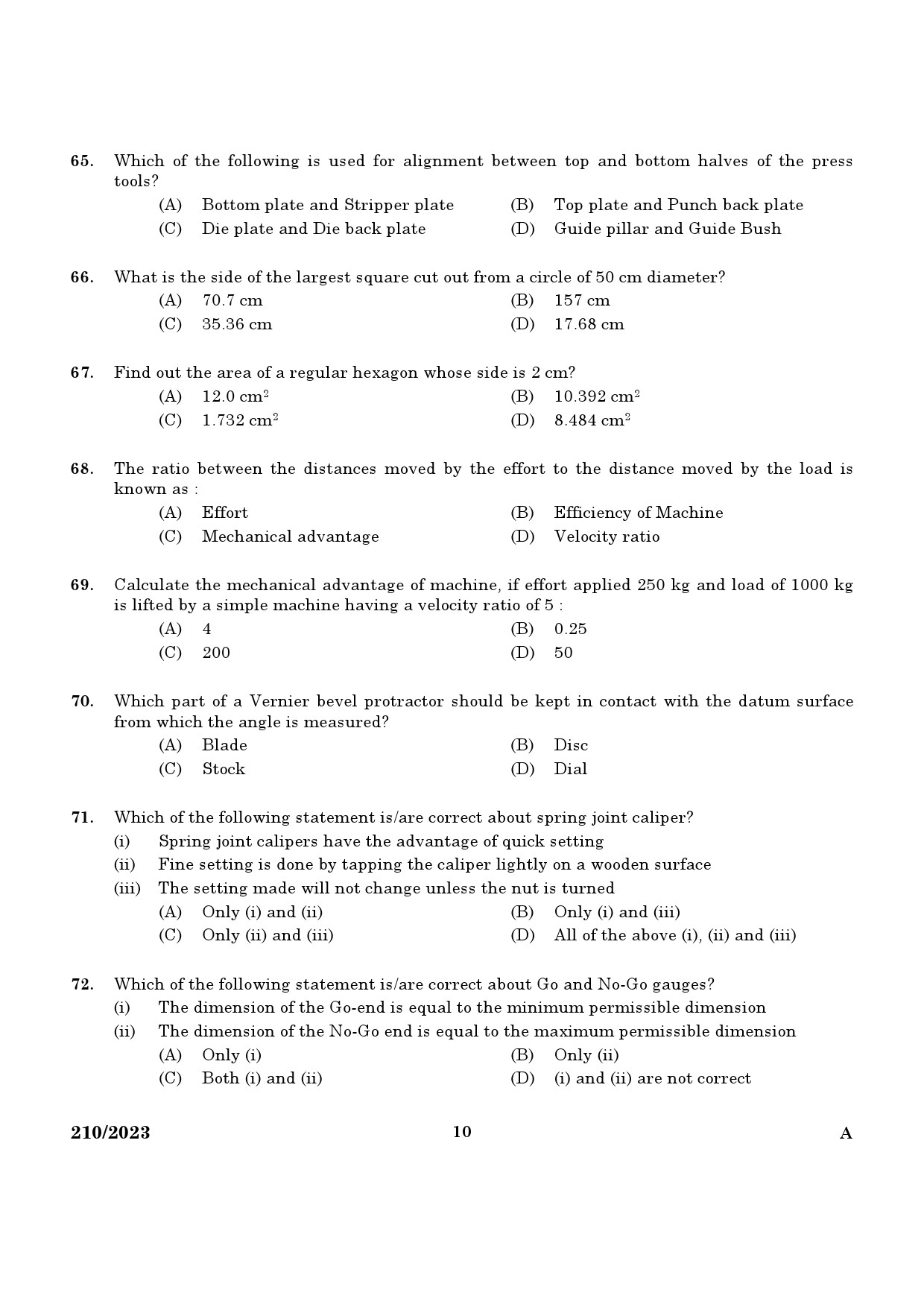 KPSC Draftsman Grade III Exam 2023 Code 2102023 8