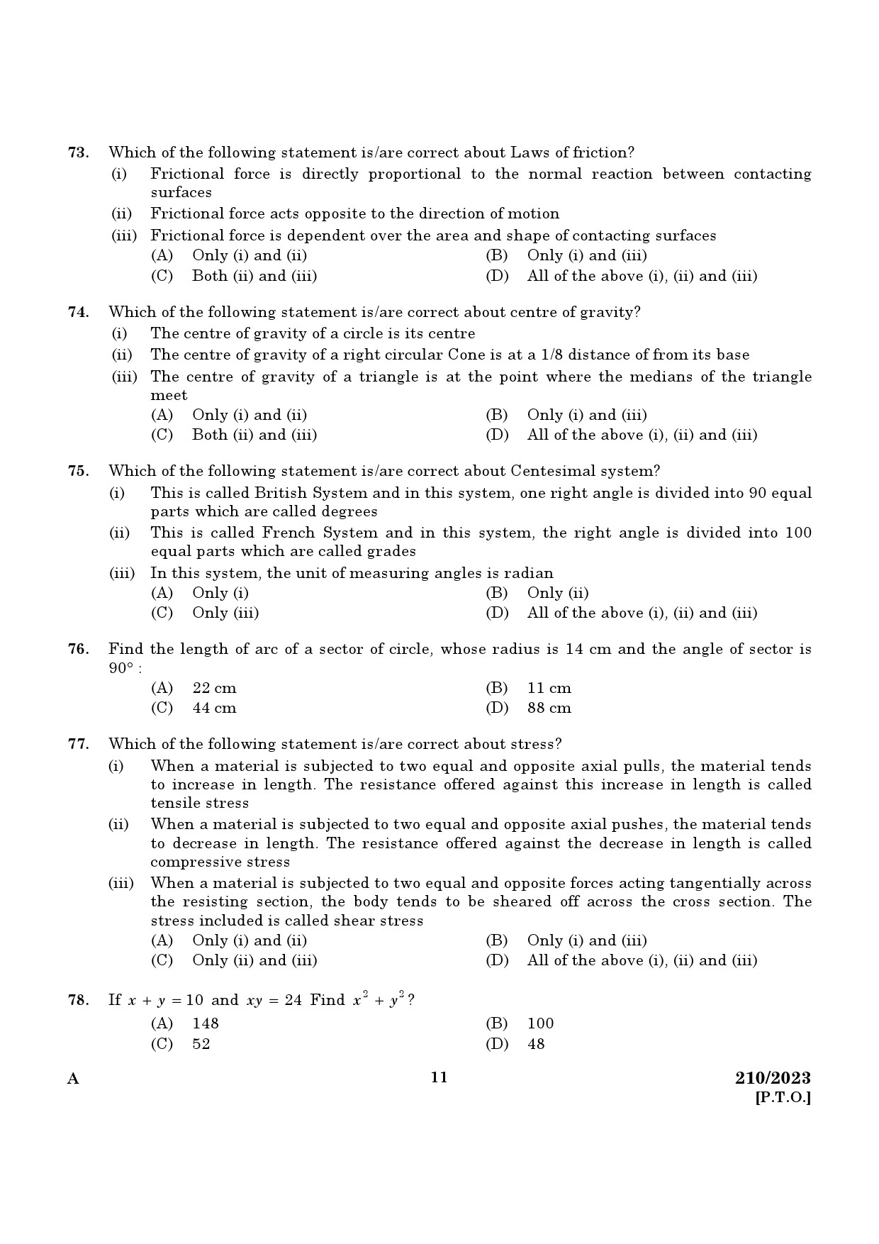 KPSC Draftsman Grade III Exam 2023 Code 2102023 9