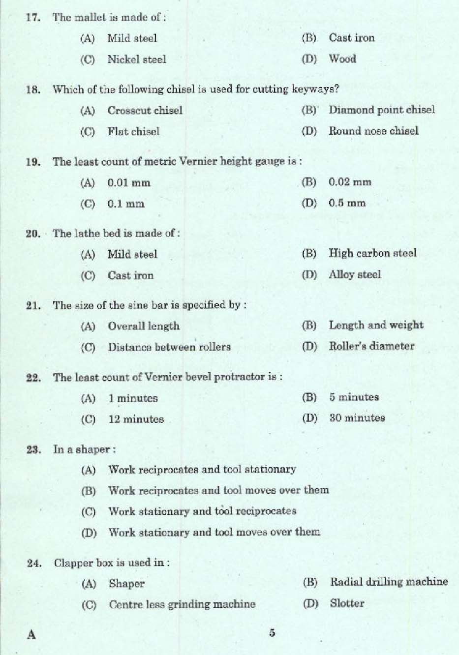 KPSC Draftsman Mechanical Grade II Exam 2016 Code 992016 3