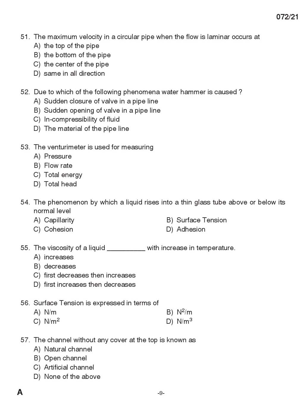 KPSC Draftsman Mechanical Grade III Exam 2021 Code 0722021 8