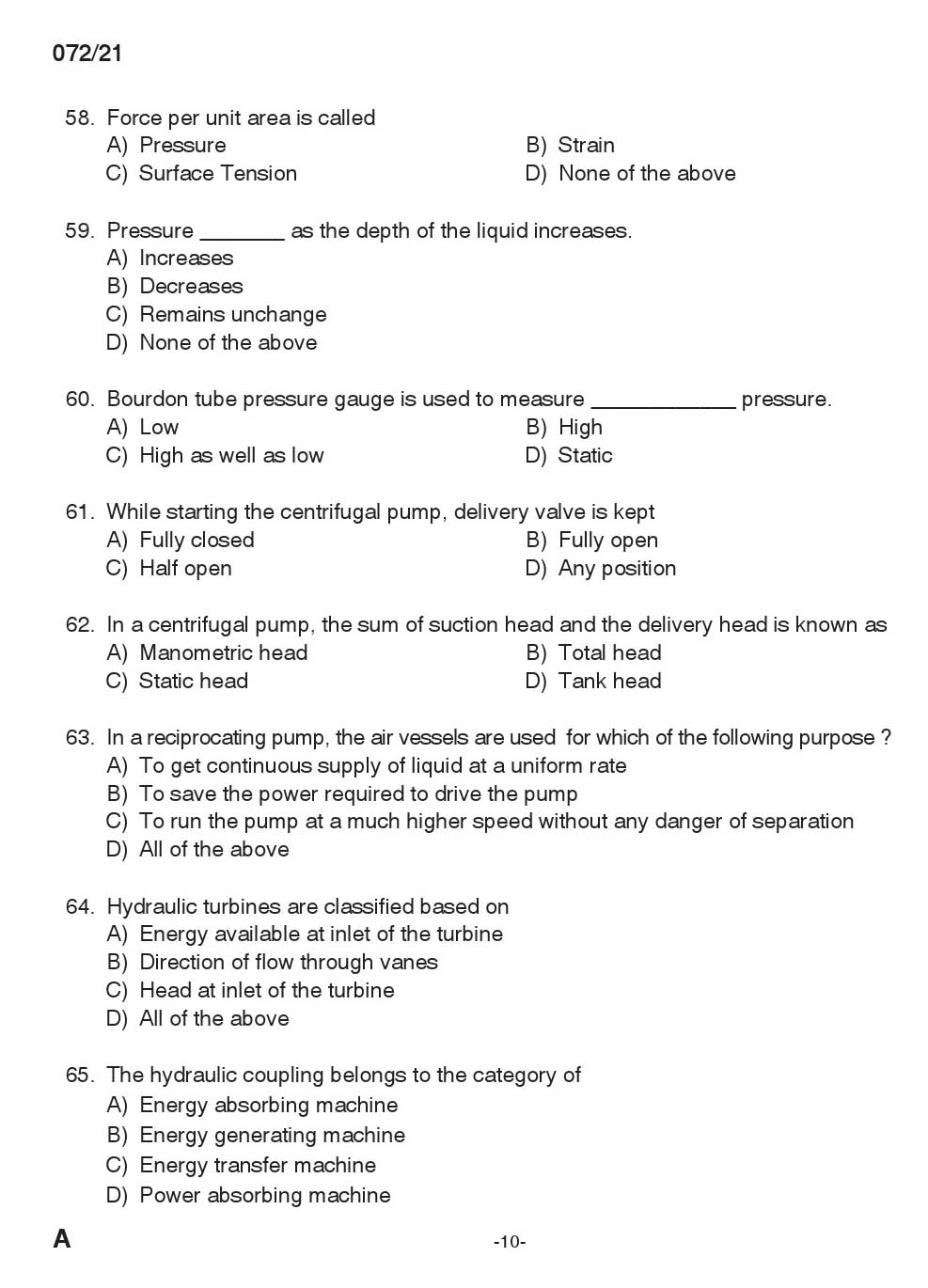 KPSC Draftsman Mechanical Grade III Exam 2021 Code 0722021 9