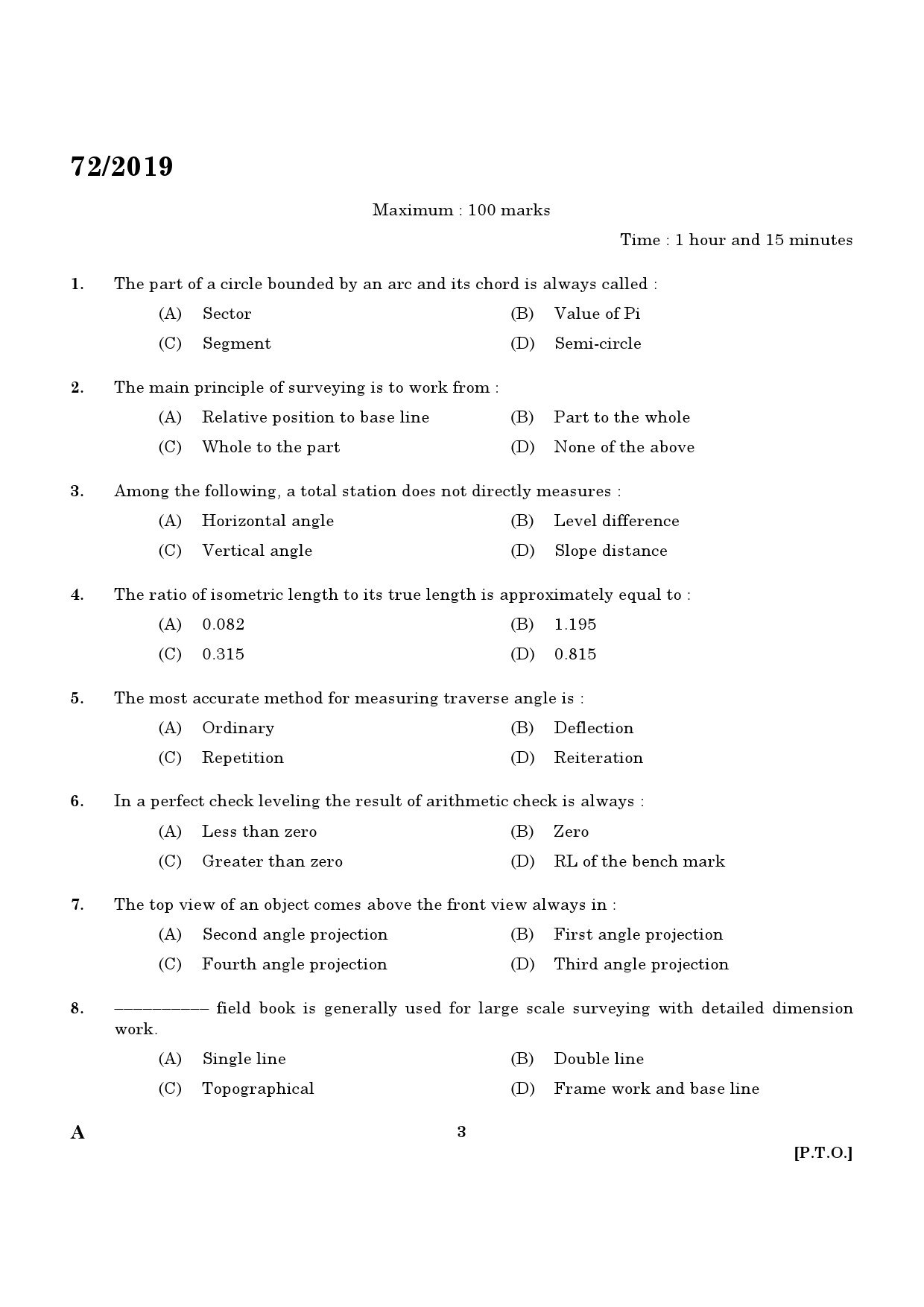 KPSC Draughtsman Grade II Civil Exam 2019 Code 722019 1