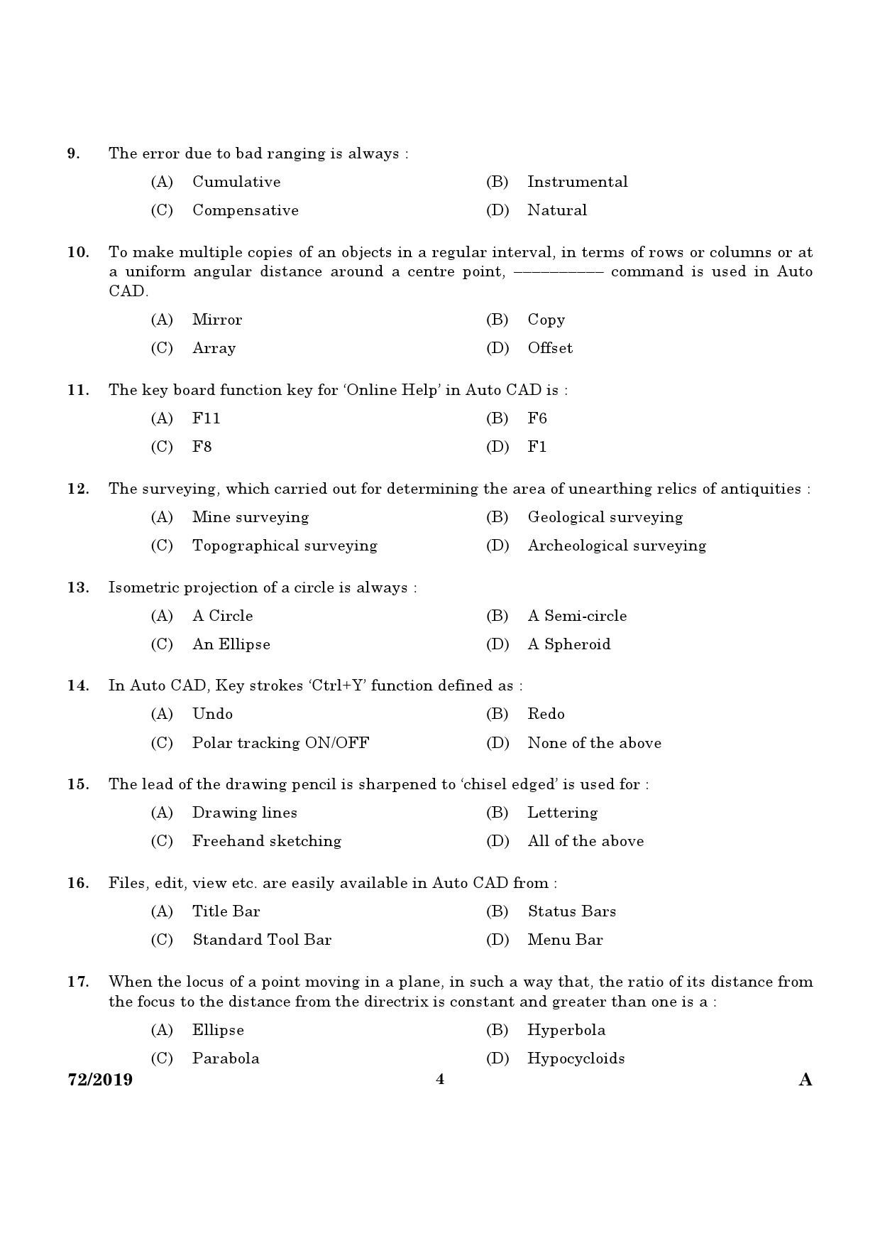 KPSC Draughtsman Grade II Civil Exam 2019 Code 722019 2