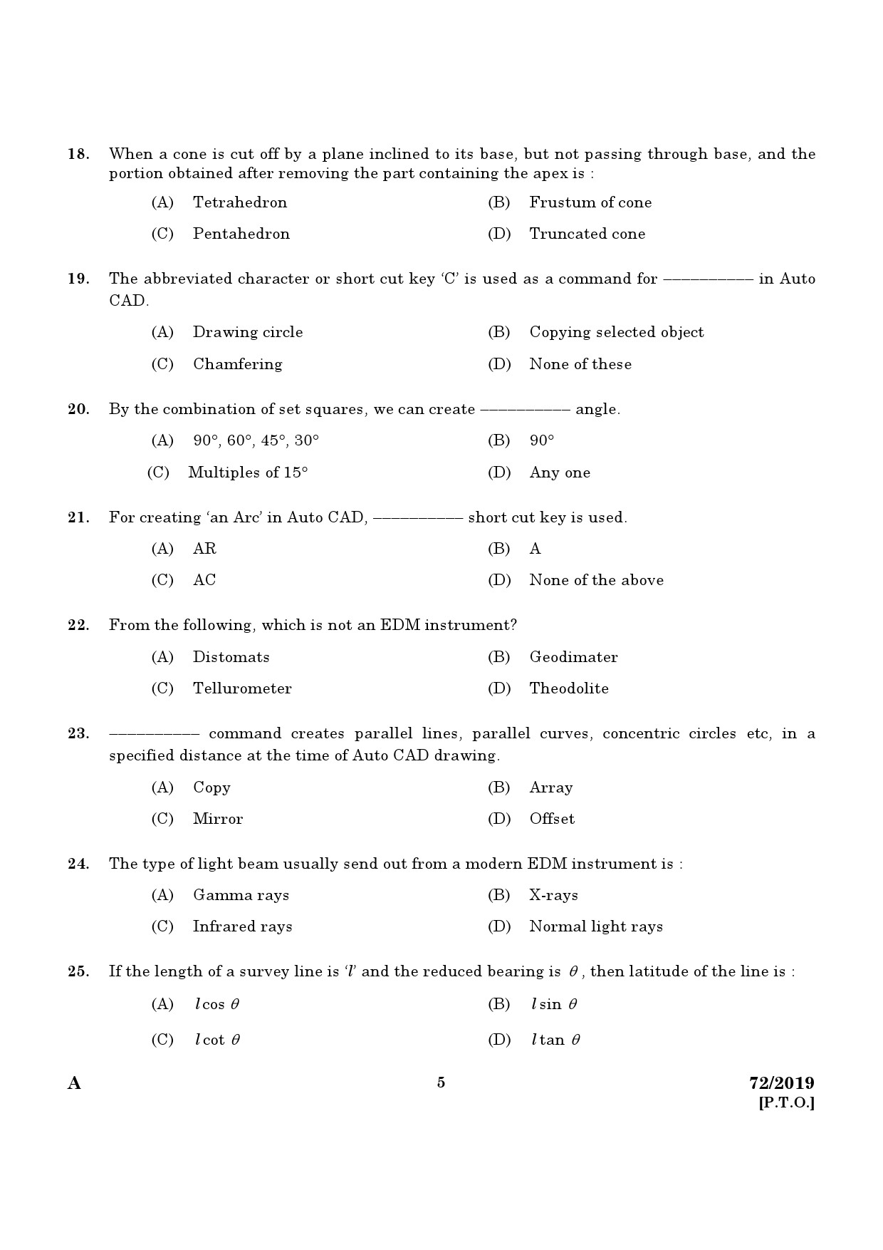 KPSC Draughtsman Grade II Civil Exam 2019 Code 722019 3