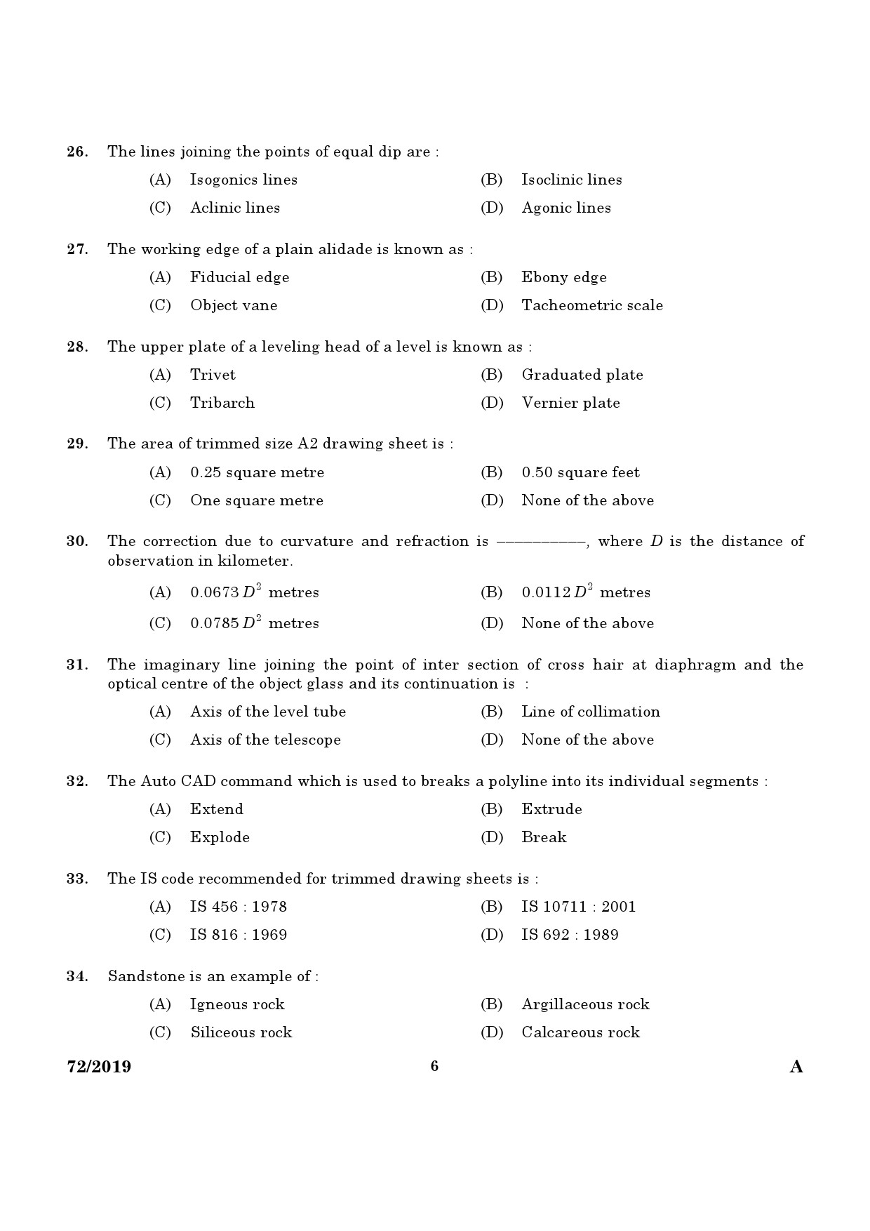 KPSC Draughtsman Grade II Civil Exam 2019 Code 722019 4