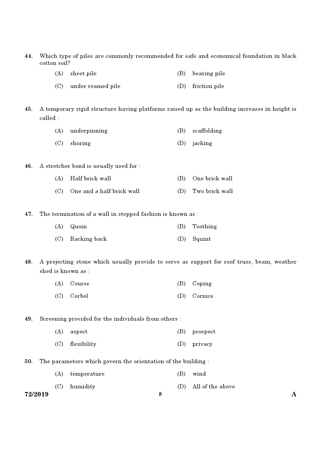 KPSC Draughtsman Grade II Civil Exam 2019 Code 722019 6