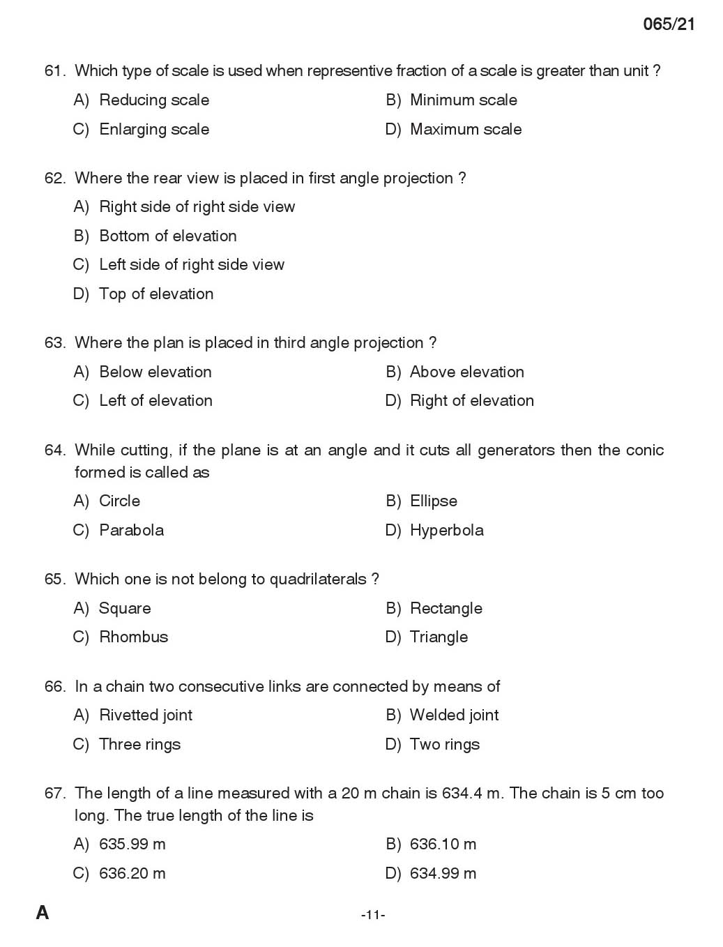 KPSC Draughtsman Grade II Civil Exam 2021 Code 0652021 10