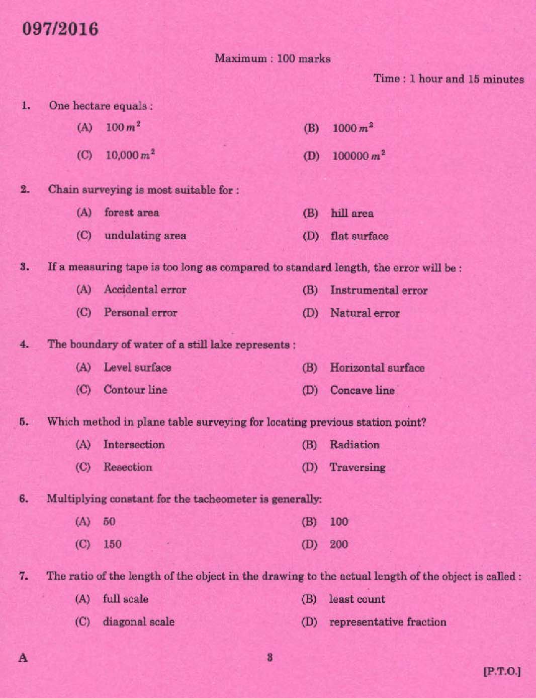 KPSC Draughtsman Grade II Exam 2016 Code 972016 1