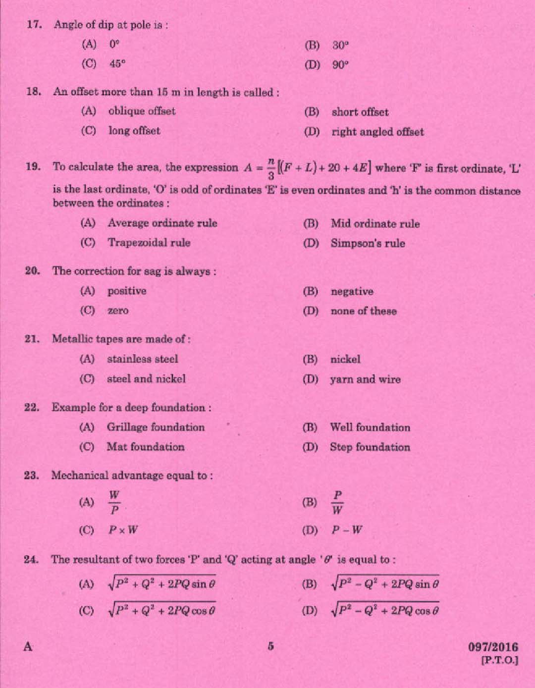 KPSC Draughtsman Grade II Exam 2016 Code 972016 3