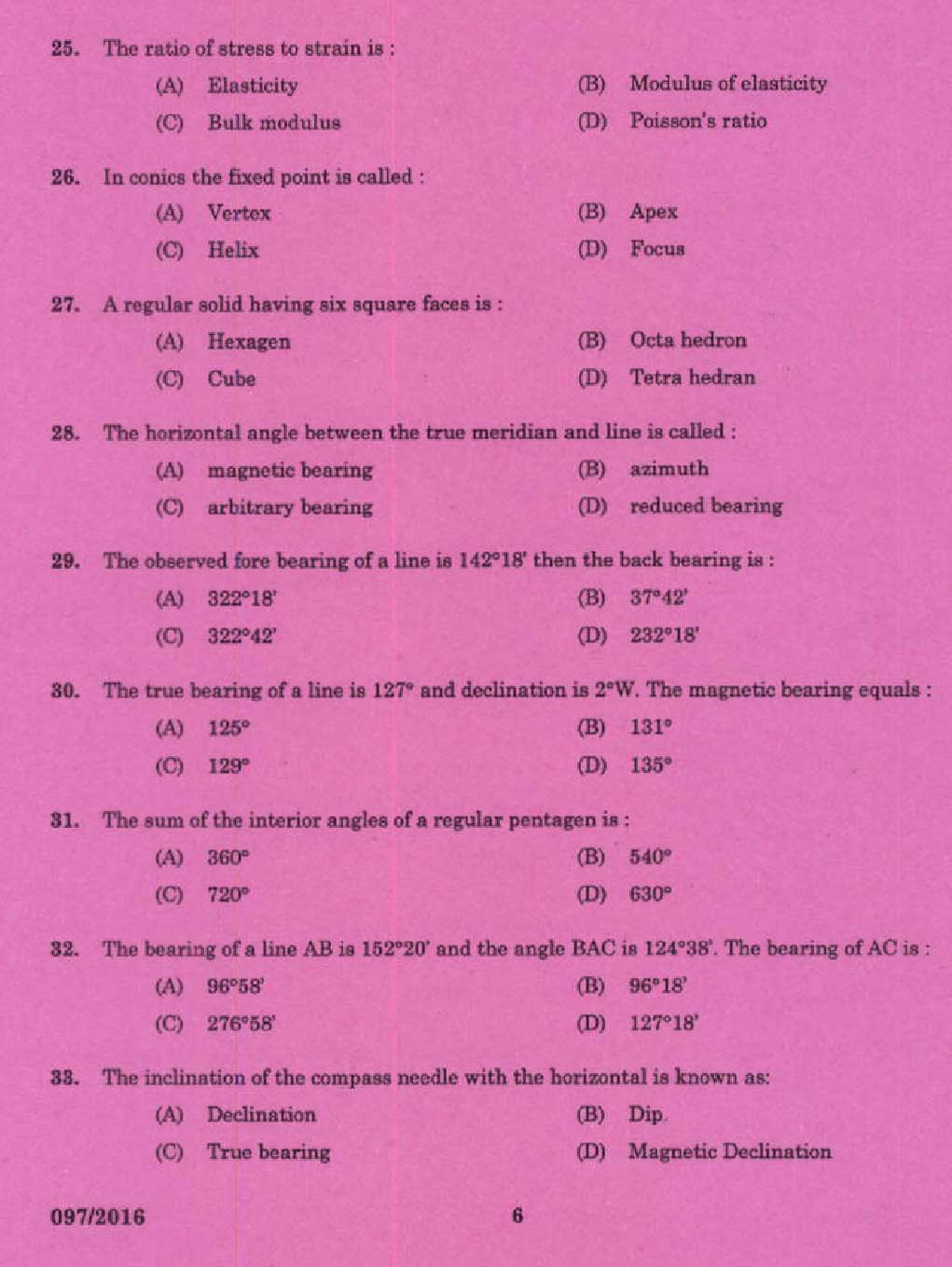 KPSC Draughtsman Grade II Exam 2016 Code 972016 4