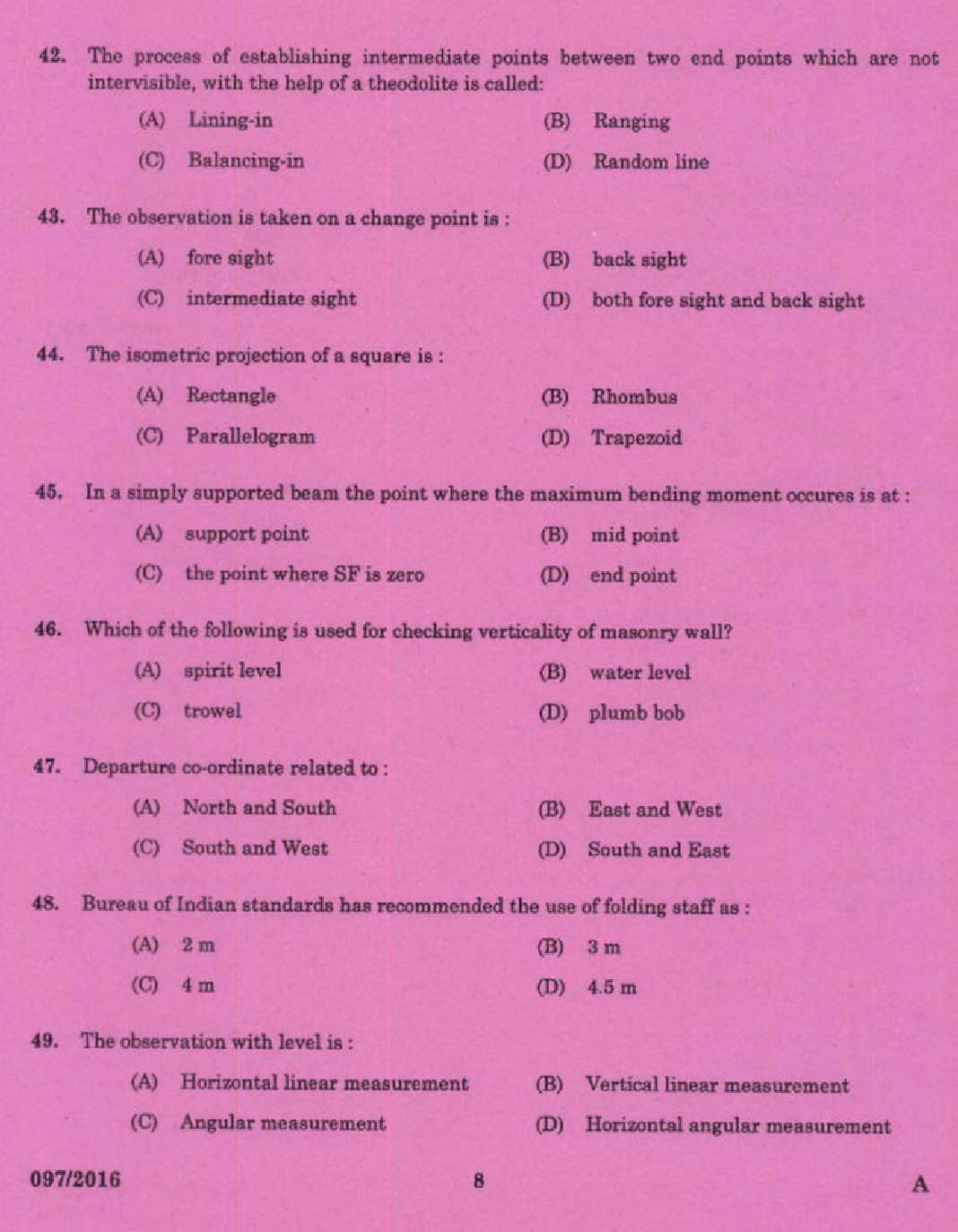 KPSC Draughtsman Grade II Exam 2016 Code 972016 6