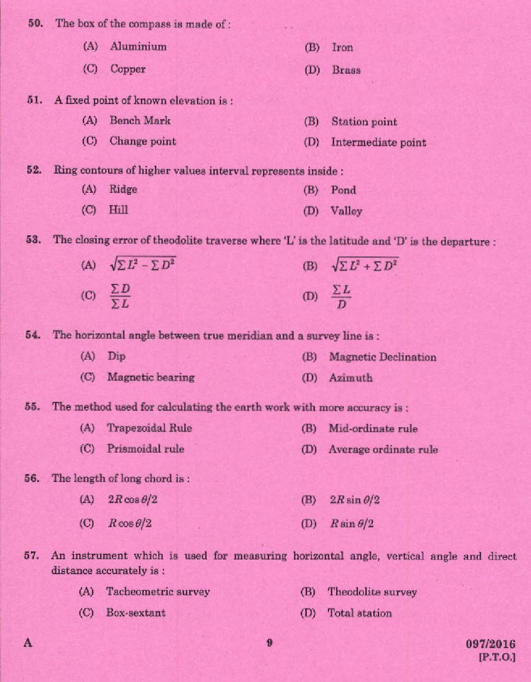 KPSC Draughtsman Grade II Exam 2016 Code 972016 7