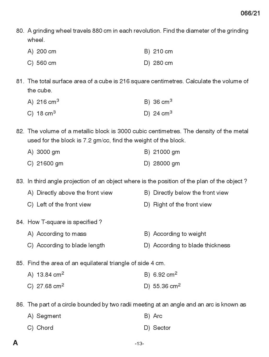 KPSC Draughtsman Grade II Exam 2021 Code 0662021 12