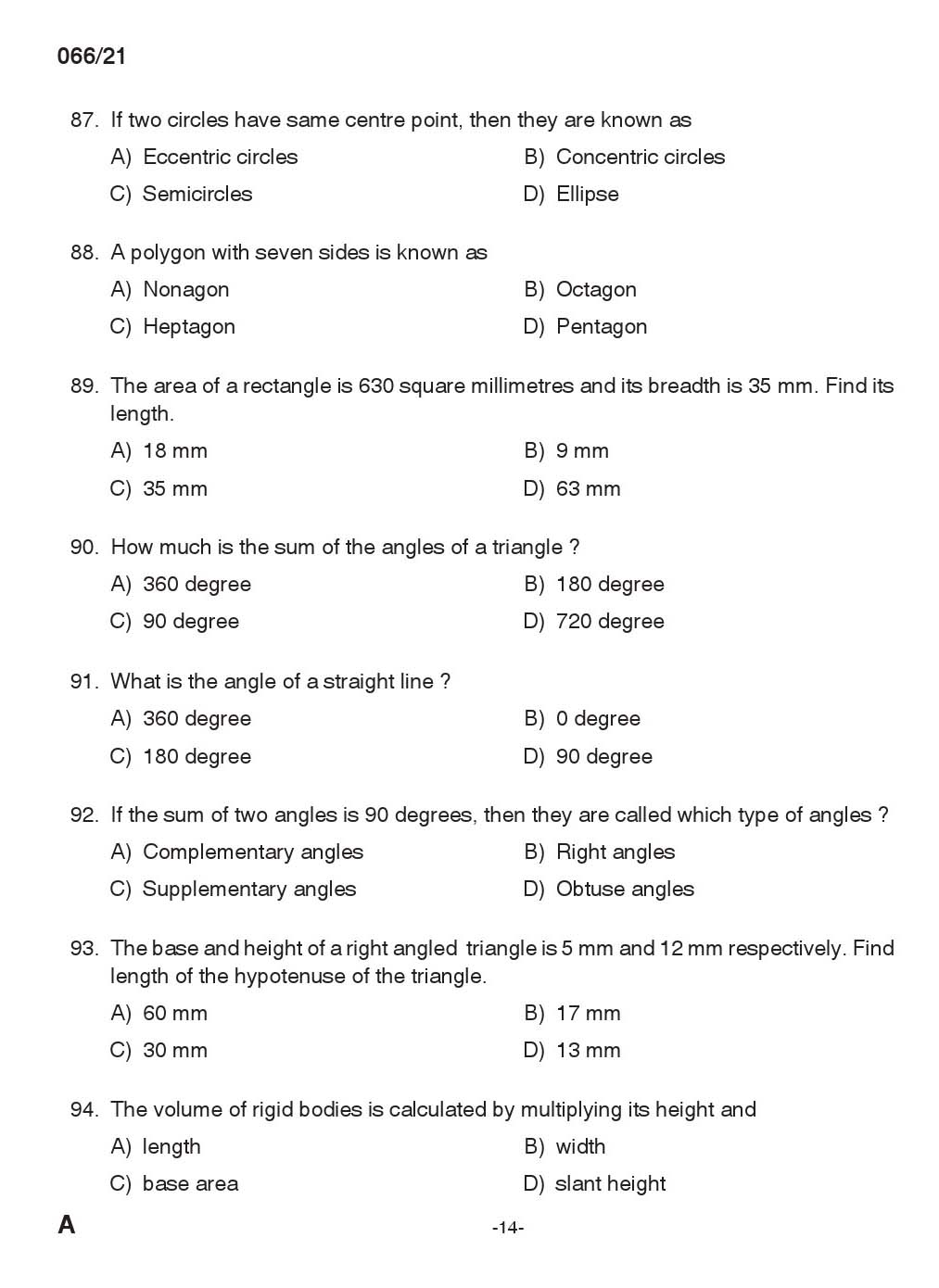 KPSC Draughtsman Grade II Exam 2021 Code 0662021 13