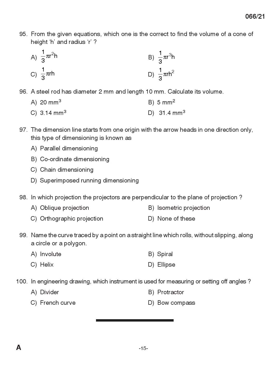 KPSC Draughtsman Grade II Exam 2021 Code 0662021 14