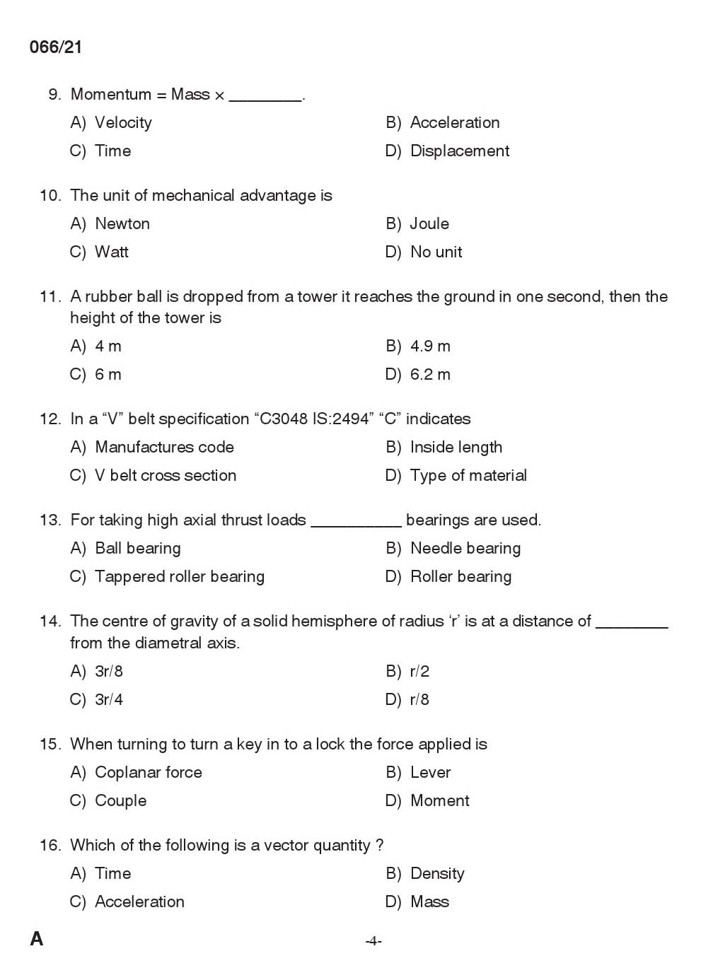 KPSC Draughtsman Grade II Exam 2021 Code 0662021 3