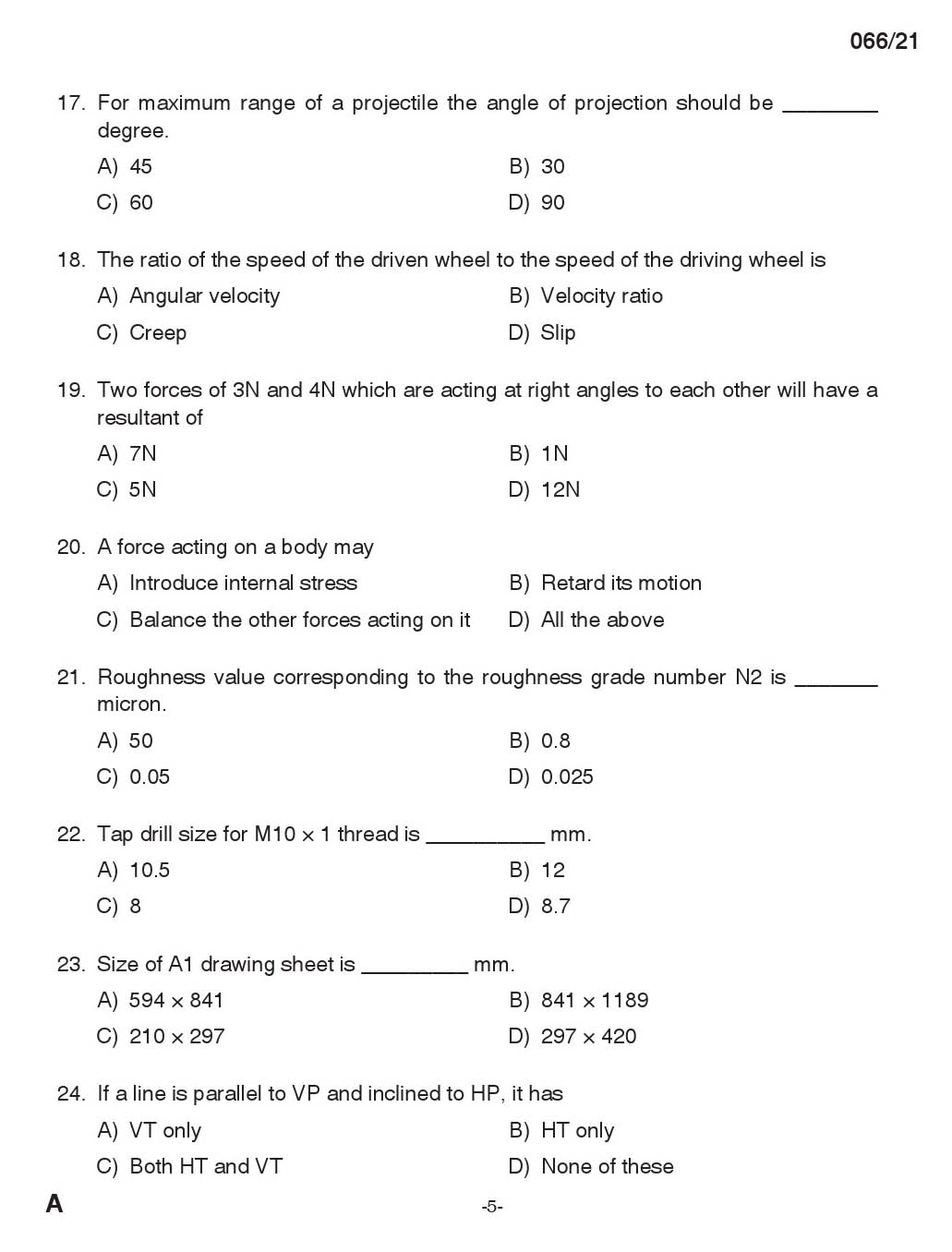 KPSC Draughtsman Grade II Exam 2021 Code 0662021 4