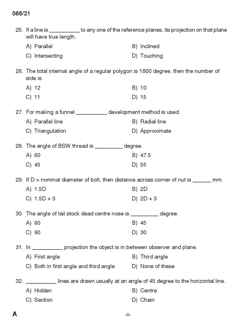 KPSC Draughtsman Grade II Exam 2021 Code 0662021 5