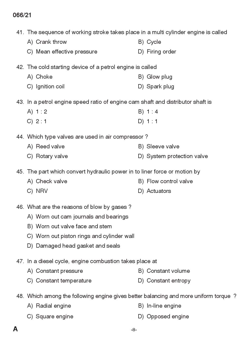 KPSC Draughtsman Grade II Exam 2021 Code 0662021 7