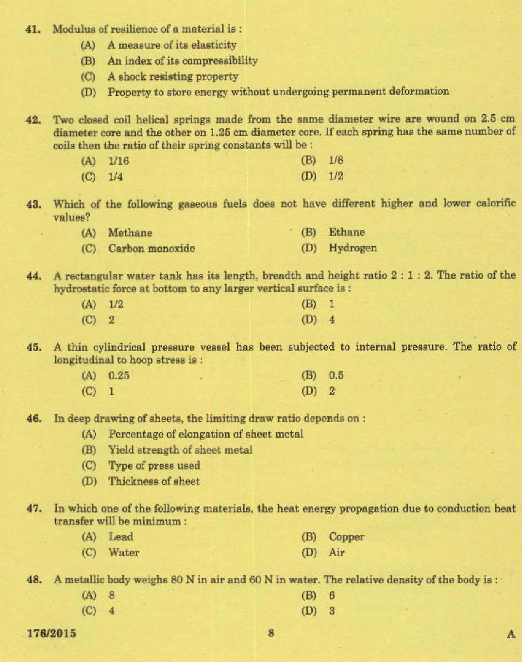 KPSC Instructor in Engineering Exam 2015 Code 1762015 6