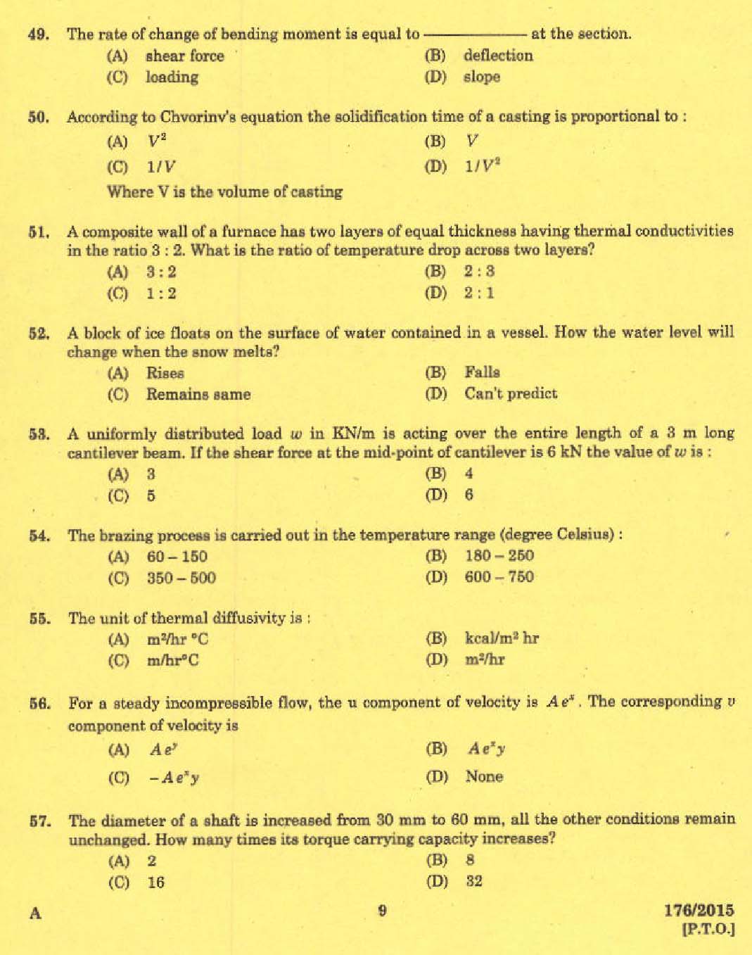 KPSC Instructor in Engineering Exam 2015 Code 1762015 7