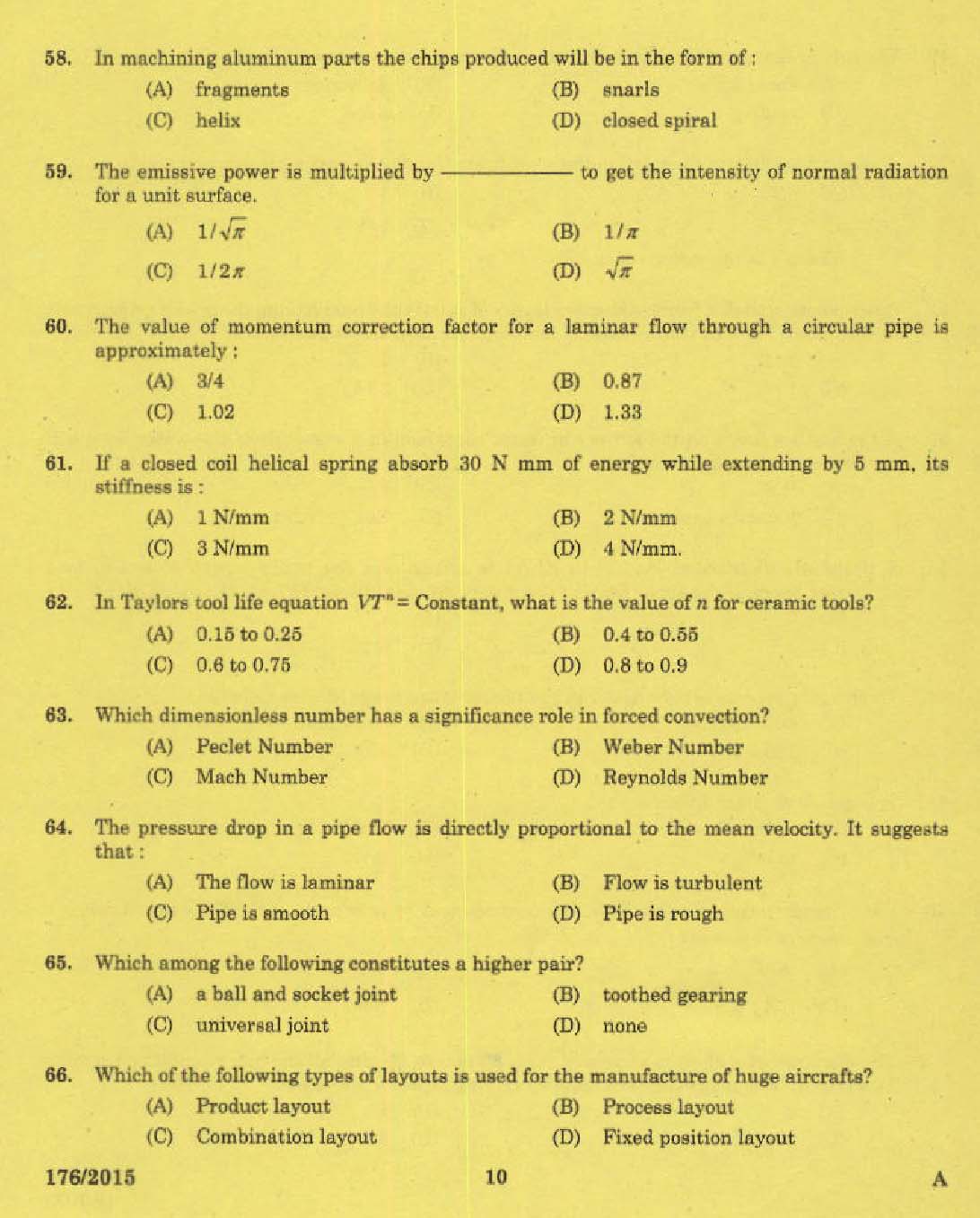 KPSC Instructor in Engineering Exam 2015 Code 1762015 8