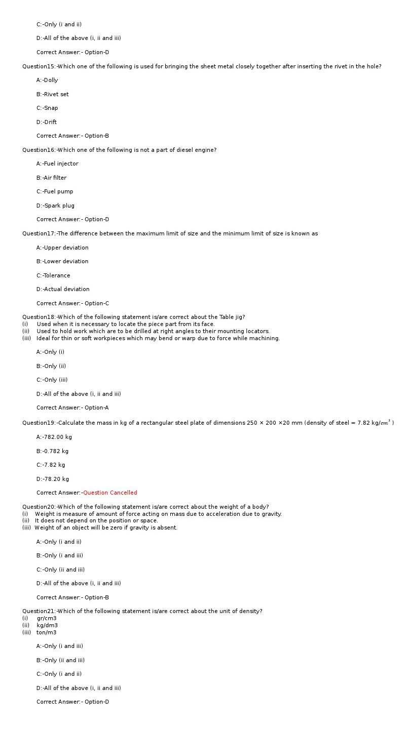 KPSC Mechanical Draughtsman Exam 2022 Code 802022OL 3