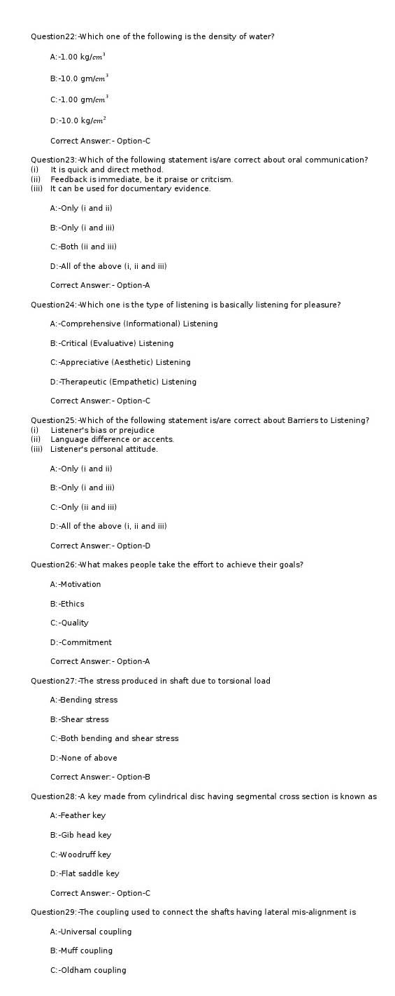 KPSC Mechanical Draughtsman Exam 2022 Code 802022OL 4