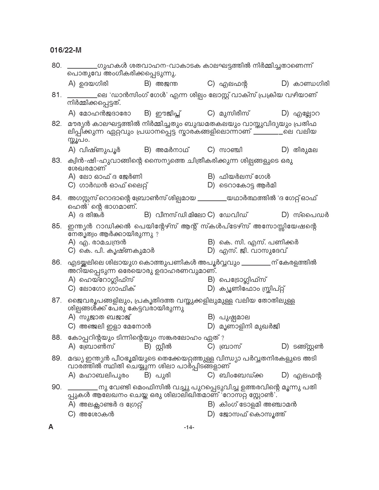 KPSC Drawing Teacher High School Malayalam Exam 2022 Code 0162022 13