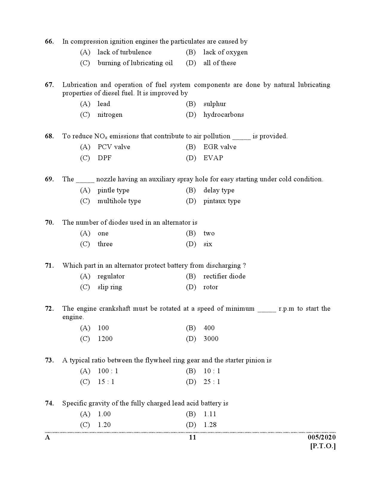 KPSC Dredger Cleaner Exam 2020 Code 0052020 10