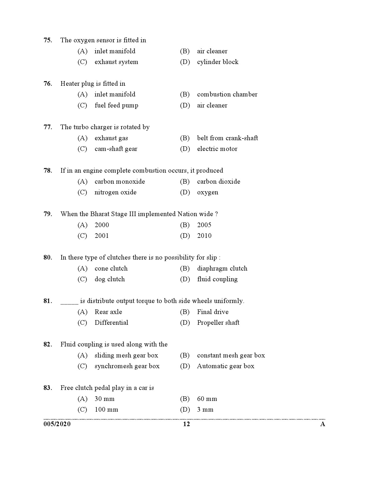 KPSC Dredger Cleaner Exam 2020 Code 0052020 11