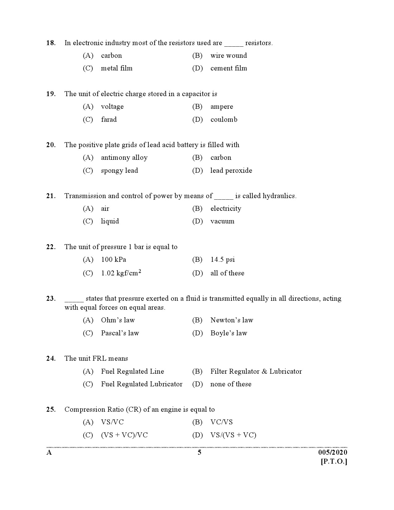 KPSC Dredger Cleaner Exam 2020 Code 0052020 4