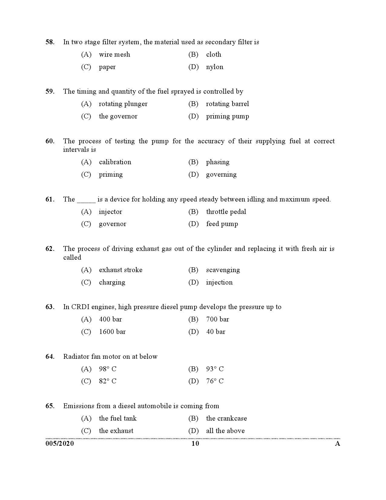 KPSC Dredger Cleaner Exam 2020 Code 0052020 9