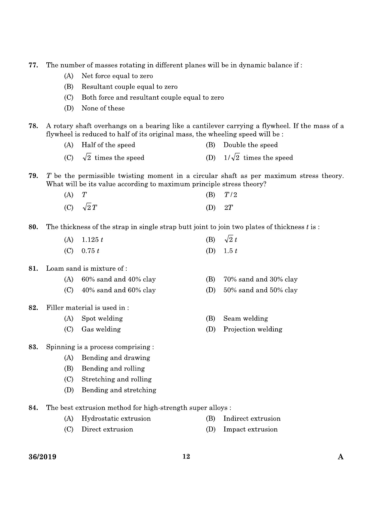 KPSC Assistant Drilling Engineer Mining and Geology Exam 2019 Code 0362019 10