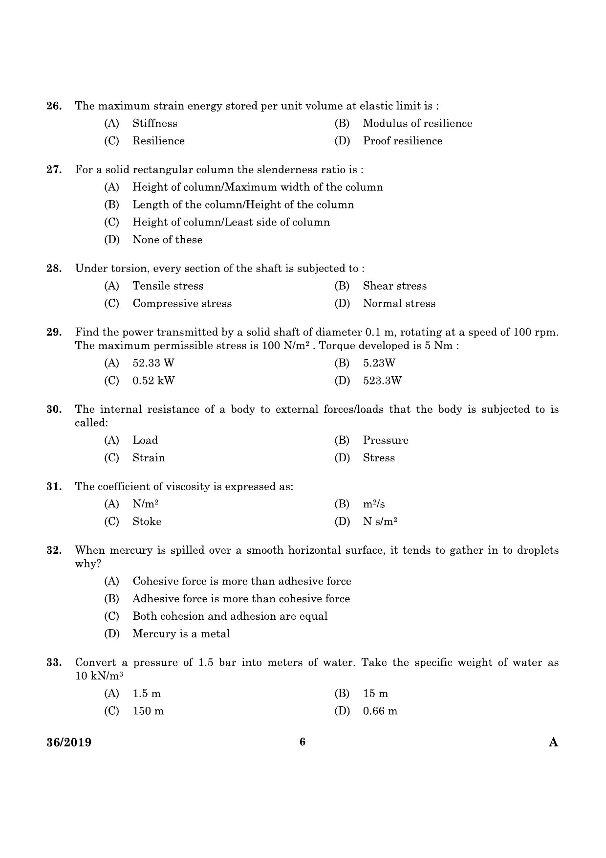 KPSC Assistant Drilling Engineer Mining and Geology Exam 2019 Code 0362019 4