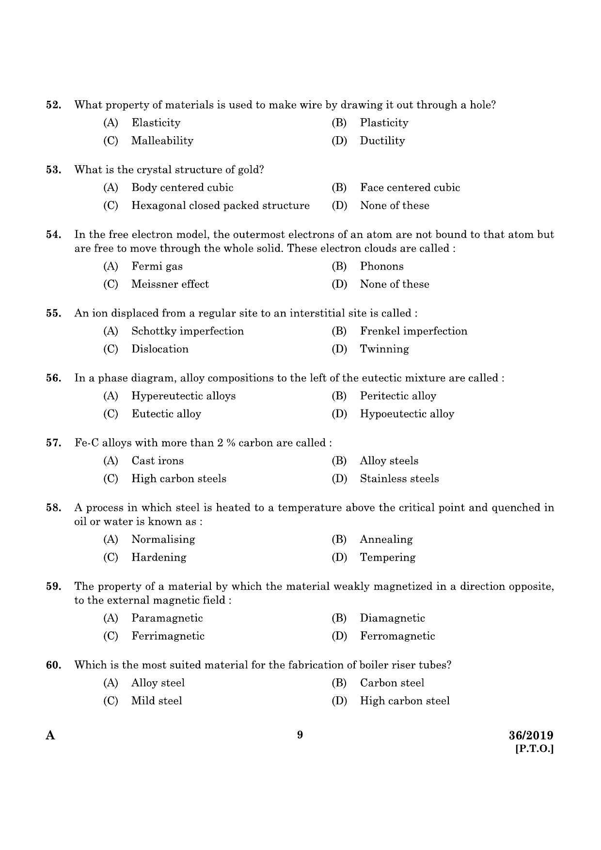 KPSC Assistant Drilling Engineer Mining and Geology Exam 2019 Code 0362019 7