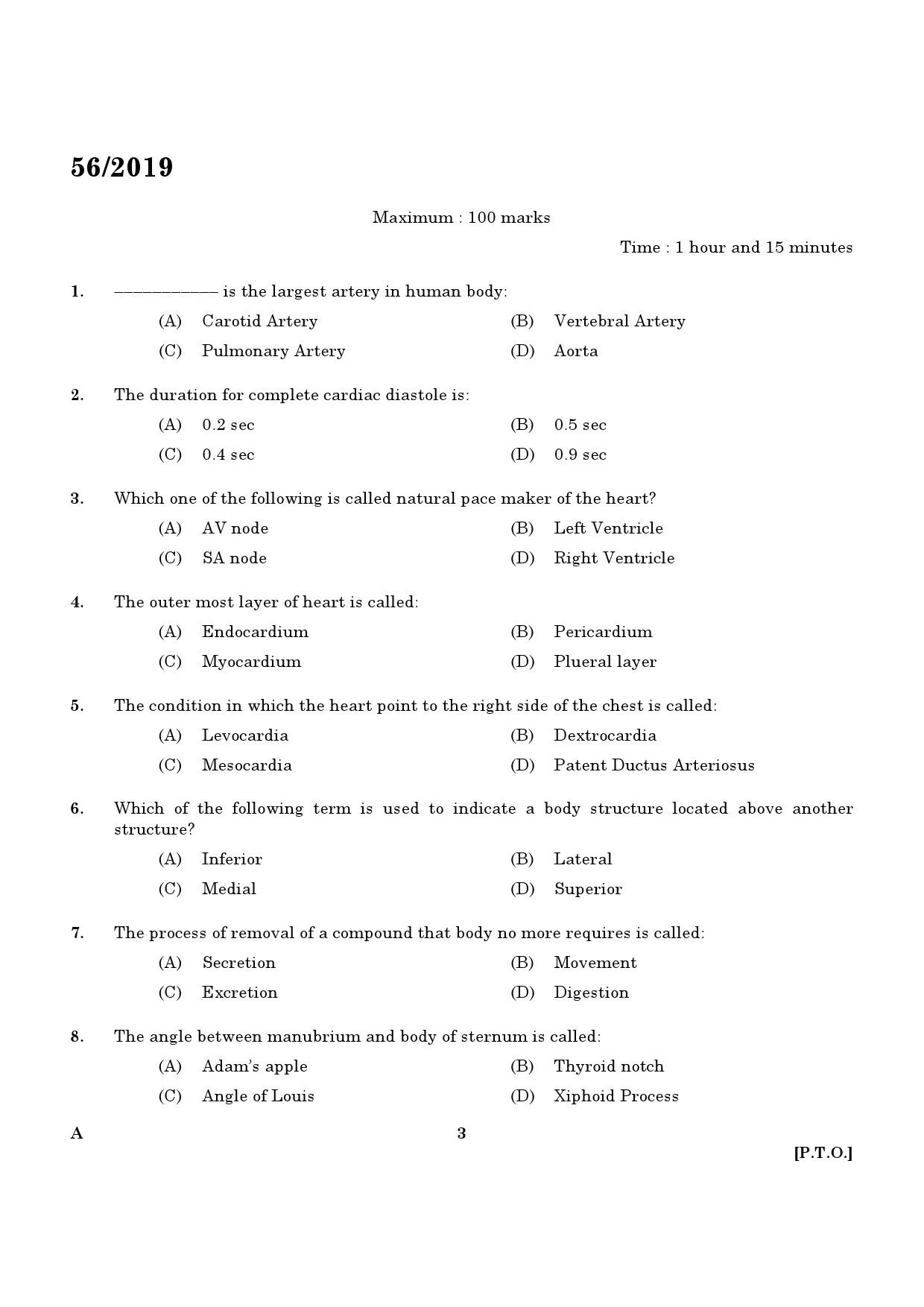 KPSC ECG Technician Grade II Exam Question Paper 0562019 1